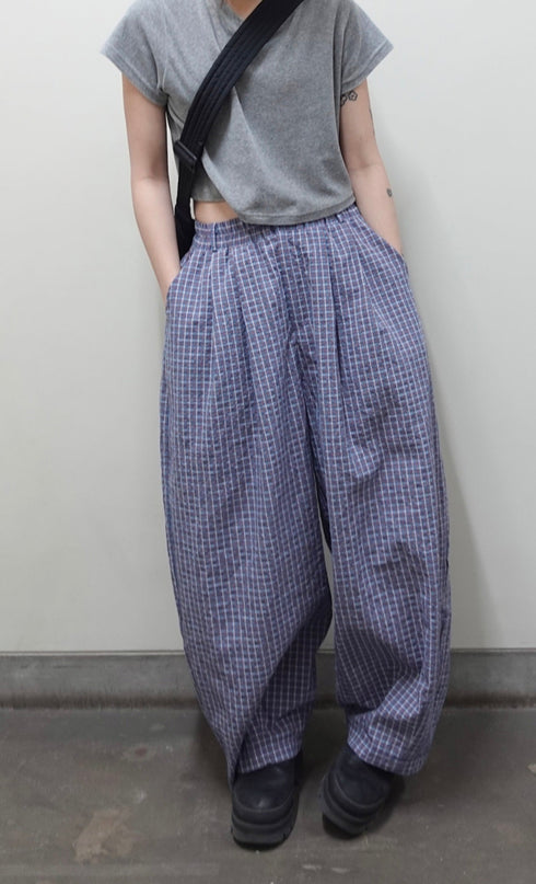 チェックボリュームラフパンツ